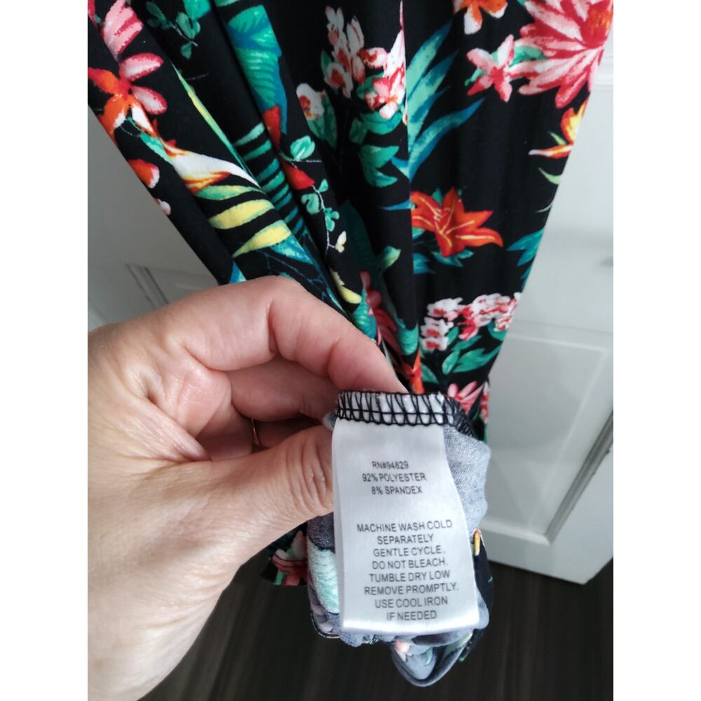 Derek Heart Hawaiian cami babydoll maxi dress sz S blk floral hi-low beachy - Picture 9 of 9